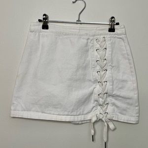 White Lace Up Mini Skirt | Newbury Kustom | Size S